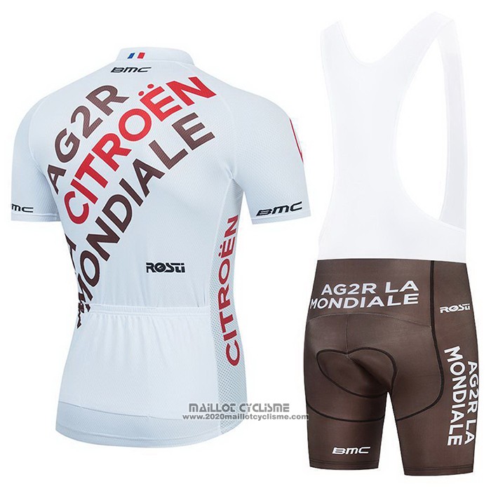 2021 Maillot Cyclisme Ag2r La Mondiale Marron Jaune Manches Courtes et Cuissard